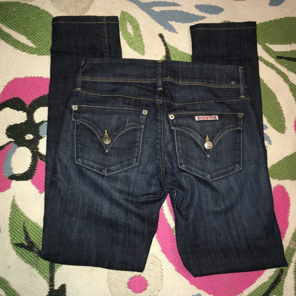 HUDSON USA Women's Signature Collin Flap Geno Dark Wash Skinny Jeans 26